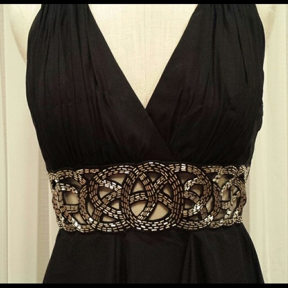 Black Evening Gown with Cut out Design in center - Picture 2 of 6